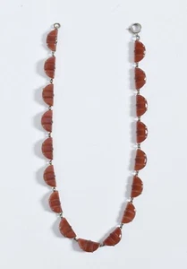Vintage Czech Molded Glass Necklace Art Deco Bohemian. Signed CZECHOSLOVAKIA. - Picture 1 of 12