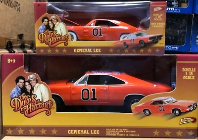 SET OF 2 DUKES OF HAZZARD GENERAL LEE by JOHNNY LIGHTNING 1:18 & 1:25 CHASE CAR - Image 1 of 4