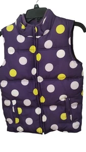 NWT Girl's Polkadot Puffer Vest, purple yellow and white, adorable, Size XL - Picture 1 of 10