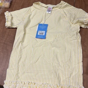 Ruffle Butts Swim Suit Short Sleeve Two Piece Seersucker Size 10 Rash Guard - Picture 1 of 5