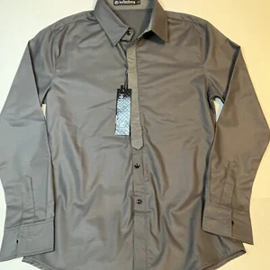 Ka fan deng Camicia abito uomo L grigio abbottonato con cravatta Nuova con etichette - Foto 1 di 8