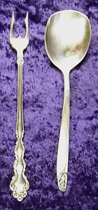 Small Condiment Spoon and Fork Set Silver Plate - Mixed Brands - Picture 1 of 2