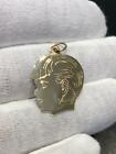 14k Yellow Gold Boy Face Hand Engraved Silouette Face Charm Pendant Push Gift