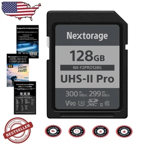 Carte SD UHS-II 128 Go - Vitesse de lecture 300 Mo/s pour photographes - Photo 1 sur 12