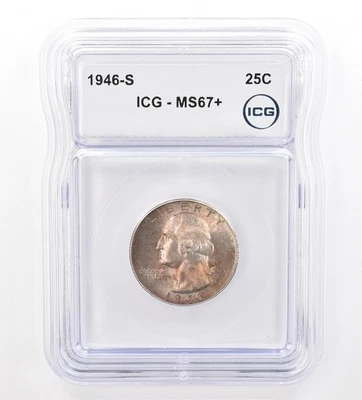 1946-S Washington Quarter MS67+ ICG Beautiful Tone *7390 - Image 1 of 3