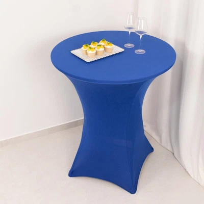 Elegante mantel de mesa de cóctel de spandex azul real para boda fiesta hogar Foto 1 de 4