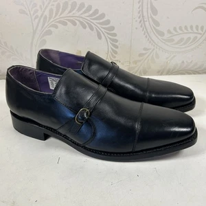 Samuel Windsor Hecho a Mano Cuero Negro Monje Hebilla Correa Zapatos Reino Unido 9 Inteligente Formal - Imagen 1 de 14