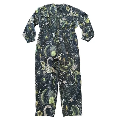 Macacão FARM Rio Anthropologie XL estampa tropical celestial com zíper - Imagem 1 de 4