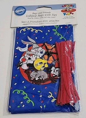 Vintage Looney Tunes Bugs and Friends Lollipop Bags & Ties (40 count) 1996 NOS - Image 1 of 4