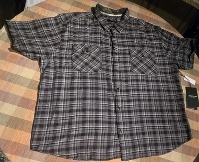 Camisa tejida ligera calce regular gris a cuadros Kenneth Cole talla 4XL,XXXXL Foto 1 de 4