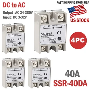 Módulo de relé de estado sólido SSR-40DA 40A 4 piezas DC3-32V a AC24V-380V para Arduino EE. UU. - Imagen 1 de 9