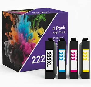 4 Stück T222 XL 222XL Ersatz Tintenpatronen für WF-2960 XP-5200 - Bild 1 von 4