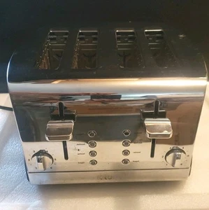 Krups 4 Slice Toaster KH734D50 Wide-Slot Breakfast Silver Bread Bagels - Picture 1 of 14