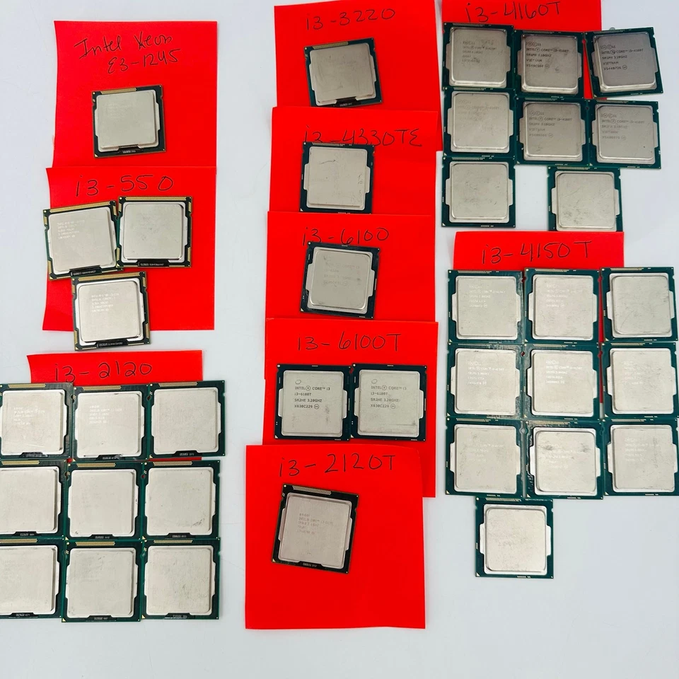 Lot of 37 Intel Core i3-550 i3-2120T i3-3220 i3-4150 i3-4160T i3-4330TE i3-6100 - Image 1 of 4