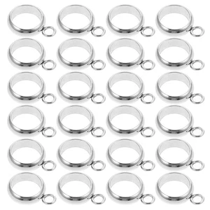100PCS Bail Tube Beads: Stainless Steel Column Bail Beads Ring Hanger Links - Picture 1 of 12