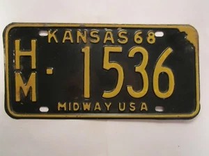 LICENSE PLATE Car Tag 1968 KANSAS HM 1536 Hamilton County [Z281] - Picture 1 of 1
