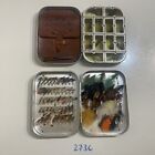 Wheatley Vintage Metal Clip Fly Box & Compartment Fly Box With 84 Flies Total