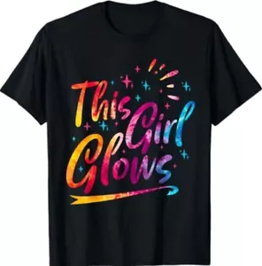 This Girl Glows For 80s And 90s Kids Women Colorful Quote T-Shirt - Picture 1 of 3