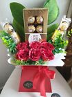 Stunning Chocolate Bouquet Ferrero Red & Silk flowers Gift Hamper 