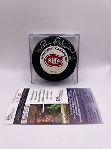 Larry Robinson Signed Montreal Canadiens NHL Puck W/ Case JSA COA
