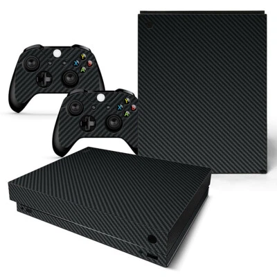 Kit décalcomanie autocollant peau texturée FIBRE DE CARBONE pour Microsoft Xbox One X - Photo 1/4