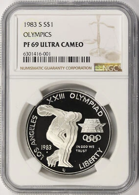 1983-S Olympics $1 Commemorative Dollar NGC PF69UCAM - Image 1 of 2