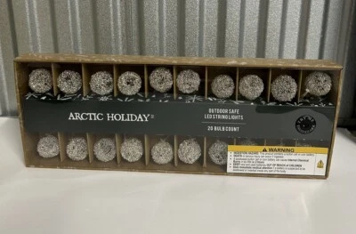 Arctic Holiday Christmas String LED Light Up Silver Tinsel Bulbs 20 Count NEW - Image 1 of 4