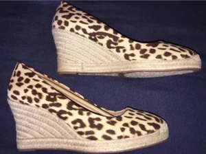 J Crew 10.5 Seville Espadrille Wedges NEW f2027 $128 Leopard Print  - Picture 1 of 2