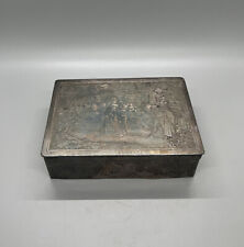 Jean Watteau Etching Print Fete 5.75x4x1.5 Box Pinxit Copper Plate Trinket Metal