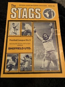 1977 Mansfield Town V Sheffield United Football  Programme - Picture 1 of 2
