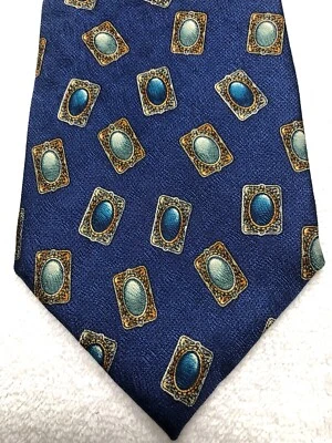 MUSEO METROPOLITANO CORBATA HOMBRE AZUL CON AZUL VERDE ORO 4 X 59 Foto 1 de 4