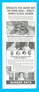 1936 QUAKER OATS Baby cereal DION QUINS vintage PRINT AD breakfast vitamins - Picture 1 of 3