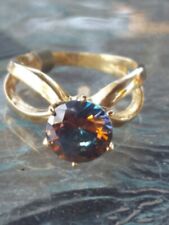 Mystic Topaz Labcreated Round Cut Solitaire Ring 10kt Solid Yellow Gold 