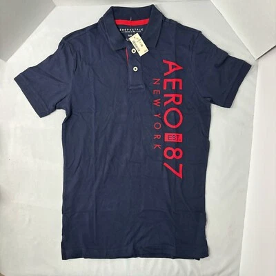 Aeropostale 男式 Polo 衫小号短袖休闲轻便标志上衣 — 第 1/4 张图片