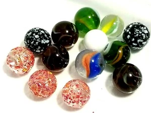 Lot Of 13 Vintage Marbles Swirls Confetti Solid Spiral Assorted - Picture 1 of 7