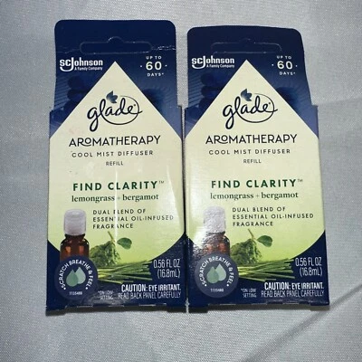 Paquete de 2 difusores de niebla fría Glade recarga de aceite encontrar claridad hierba de limón bergamota 0,56 Foto 1 de 3