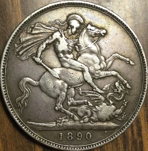 1890 GREAT BRITAIN SILVER CROWN COIN - Picture 1 of 2