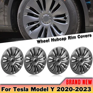 4pcs Gray 19" Hub Cap Hubcap Wheel Cover Rim Cap For Tesla Model Y 2020-2024 - Picture 1 of 23