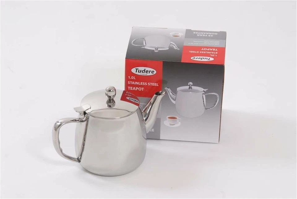 Teiera in acciaio inox 1,0 litri Tudere garanzia 25 anni cucina amanti del tè - Immagine 1 di 1