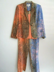 Conjunto de Traje Pantalones 3 Piezas Vera Cristina Multicolor Diseño Geométrico Talla M NUEVO - Imagen 1 de 12