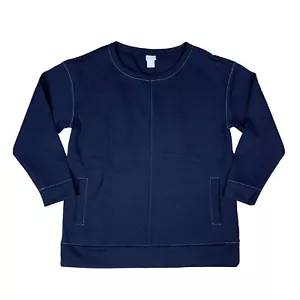 Maglione donna Chico's taglia 1 8/10 Zenergy tunica punto contrasto top tasca blu - Foto 1 di 5