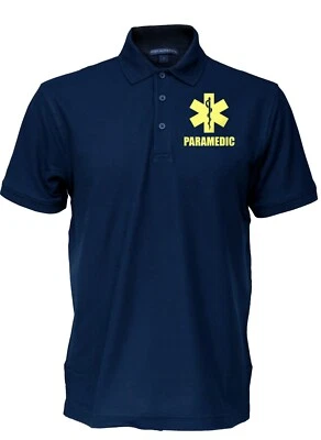 Paramedic cotton polo shirt with REFLECTIVE logos, medical emergency responder. - Image 1 of 4
