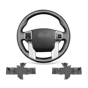 Black Suede Carbon Fiber Car Steering Wheel Cover For Toyota Land Cruiser Prado - Picture 1 of 11