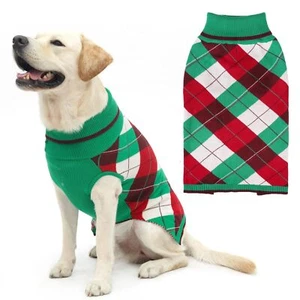 Dog Sweater Pet Knitted Clothes-Classic Plaid Pullover Turtleneck Fleece Dog ... - Picture 1 of 7