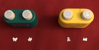 2-in-1 Double Sided Mini Craft Punches Bear & Train or Butterfly & Maple Leaf - Image 1 of 2