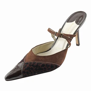 NEU dunkelbraune Amalfi Leopard Rosshaar Lack & Wildleder Leder Pumps 7,5 B ITALIEN - Bild 1 von 6