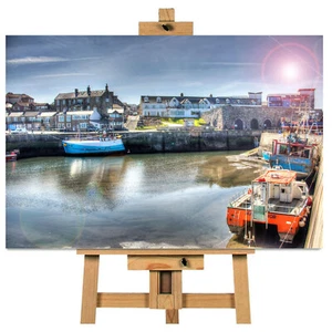 Northumberland Harbour Sea homes Wall Art Picture Print Ready To Hang - Picture 1 of 1