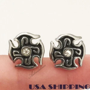 1 par de pendientes Rock Punk Cross de acero inoxidable para hombre - Imagen 1 de 6