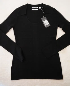 Country Road Jumper Size S / 10 Top Merino Wool Silk Knit Womens Ladies Black CR - Picture 1 of 23
