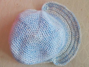 Handarbeit gehäkelte Sommermütze mit Krempe für Kinder blau weiß unisex - Bild 1 von 1